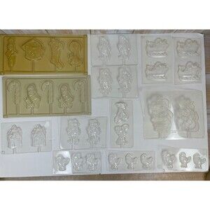 13 Pc Lot Vintage Candy Plastic Molds Christmas Halloween Thanksgiving Lollipop
